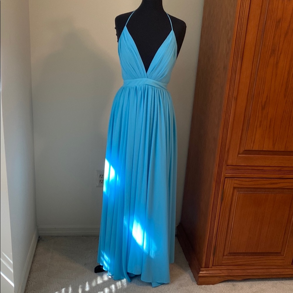 Elegant Aquamarine cross backed dress Maxi Dress